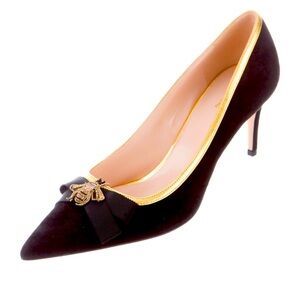 Gucci Suede Embellished Pumps